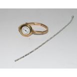 15ct Gold ladies watch and strap together with 9ct White Gold bracelet.