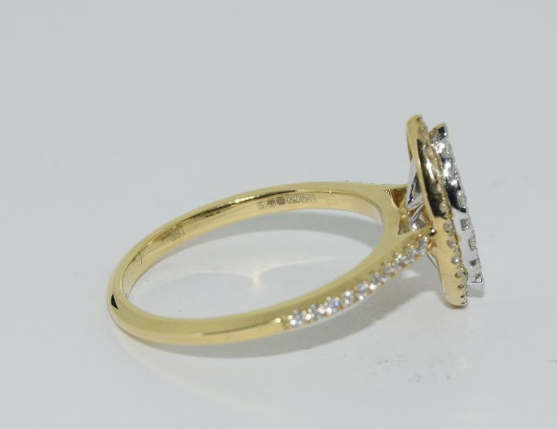 An 18ct yellow gold fine diamond marquise ring of 60 points, Size L - Image 2 of 5