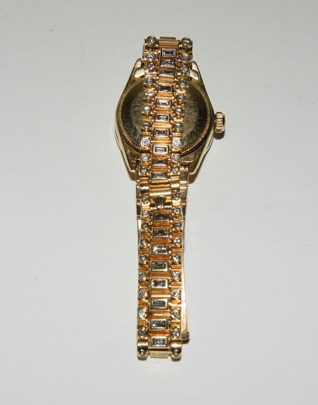 Rolex 18ct Gold Diamond dial, Diamond bracelet Ladies Date/Just wristwatch. - Image 9 of 11