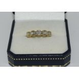 Baguette set Diamond ring - approx 0.75 points total, set in heavy 18ct Yellow Gold. Size O, Boxed.