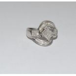 14ct White Gold ladies Diamond Twist ring - approx 2ct. Size Q.