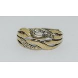 9ct Gold Twist Ring. Size Q