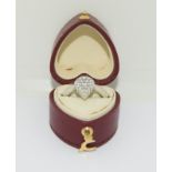 18ct white gold Diamond pear shape ring - 0.48ct diamonds. Size K in heart shape box.