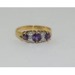 9ct Gold On Silver Amethyst ring.