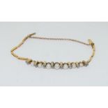 Edwardian/Victorian 18ct Gold Pearl & Diamond Bracelet