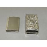 Silver Engine Turned Matchbook Holder and a Silver Matchbox Holder