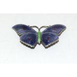 J A and S Silver Enamel Art Deco butterfly brooch - hallmark 1917.