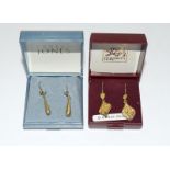 Two pairs of 9ct Gold earrings.