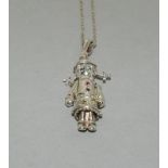 Vintage Gemset Angelica Doll 925 Silver Pendant.