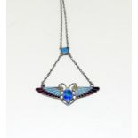 Charles Horner Silver Enamel Art Nouveau scarab pendant - Chester 1910.