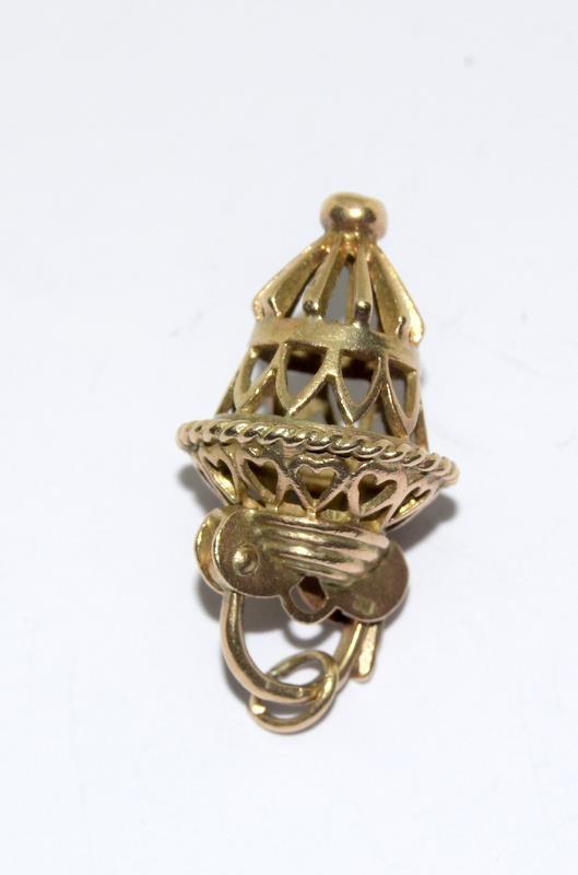 9ct Gold Articulated Birdcage Charm. 27mm. 3.79g - Image 3 of 3