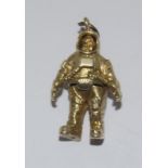 9ct Gold Articulated Astronaut Charm. 27mm Tall. 5.3g