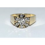 9ct Gold Diamond cluster ring. Size M