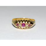 Victorian 22ct Gold and Ruby diamond ring. Size M.
