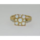 9ct Gold On Silver square Opaline ring.