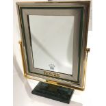 Genuine Rolex onyx based vanity mirror. 38cm tall, 27cm wide