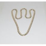 9ct Gold flat link necklace. 70 cm long, 35.gm.