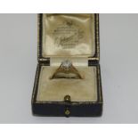 Diamond Solitaire ring - approx 0.80ct, set in Platinum head and 18ct Gold shank. Size O+, boxed.