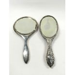 2 x Fully Hallmarked Silver Hand Mirrors, one Art Deco, the other Art Nouveau.