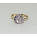 A 9ct gold Amethyst Solitaire ring, size O.