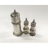 Silver Hallmarked 1901 Sugar Duster together with a Pair of Silver Hallmarked Peppers.
