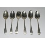 Six Silver hallmarked teaspoons. 95 grams.