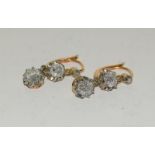 Pair of Yellow Gold Graduated Diamond Drop Earrings, approx 3.1ct