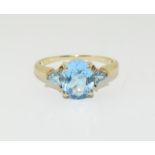 9ct Gold Blue Stone Ring.