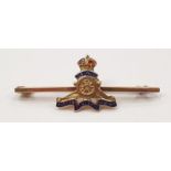 9ct gold Royal Artillery Sweetheart Brooch.