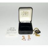 Clogau Welsh 9ct Rose Gold Amethyst drop dangle earrings.