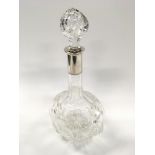 German Heavy Crystal Cut Glass Silver Mounted Decanter.