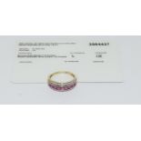 A 9ct gold Burmese ruby Cambodian ring with certificate, size P