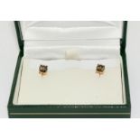Diamond Rare green/yellow brown Solitaire earrings - approx 0.33 points, set in 14ct Rose Gold -