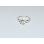 18ct White Gold Diamond Solitaire ring - approx 1.2ct. Size M.