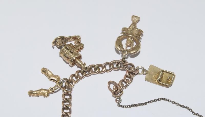 9ct Gold Charm Bracelet with 9 Charms - Image 2 of 4