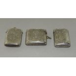 3 Convex Shaped Silver Vesta Cases