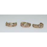 9ct Welsh Gold Band Ring (size Q) & a Matching Pair of Welsh Gold Earrings. 8.78g