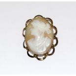 9ct Gold Greek Goddess Cameo Brooch