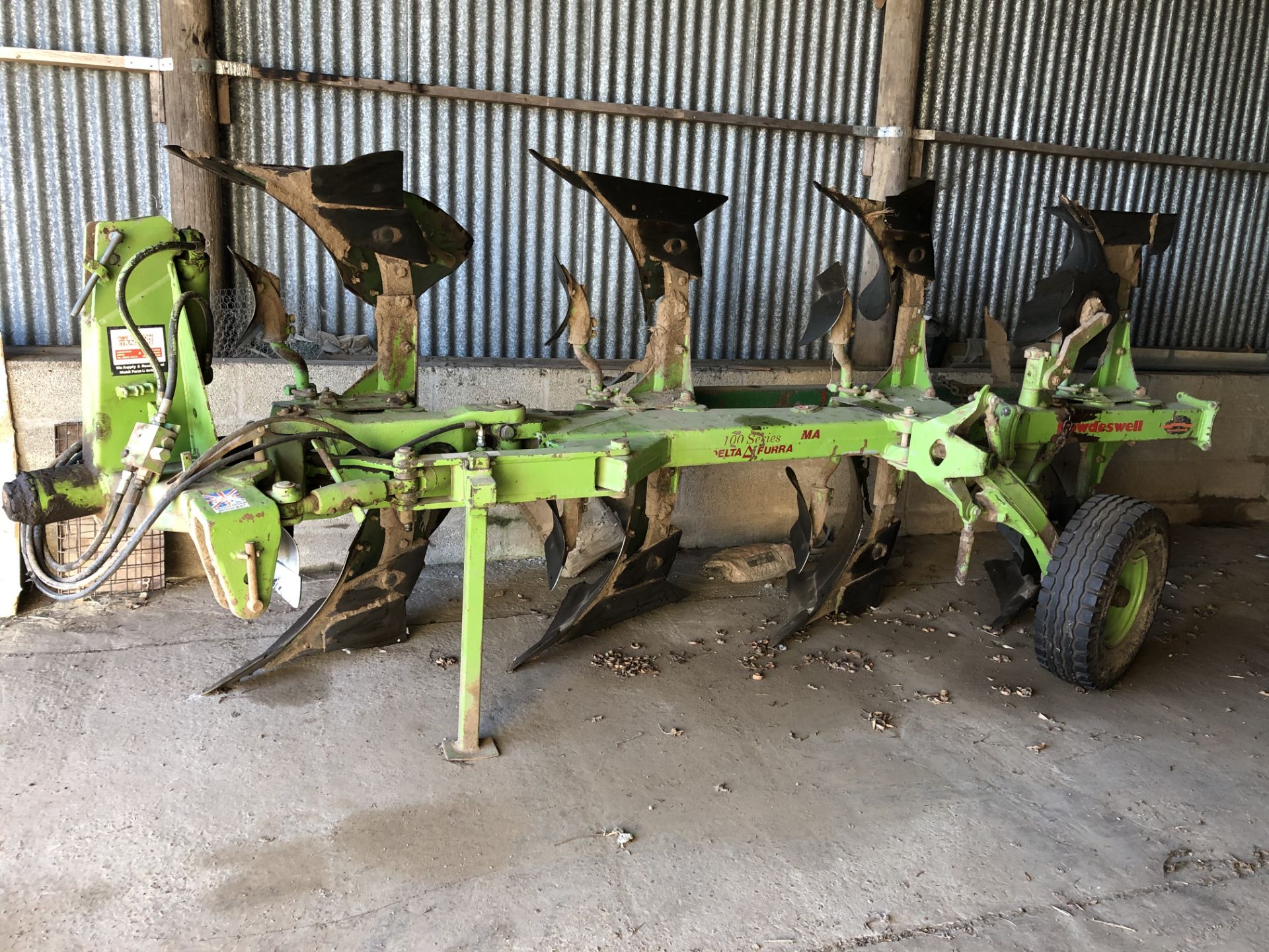 4 FURROW DOWDESWELL PLOUGH, DP100S, 95 MA 36452, PRESS ARM. - Image 4 of 6