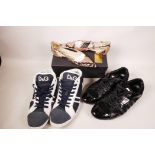 Two pairs of gentlemens' Dolce and Gabbana sports shoes, size 41/42, and a boxed pair of ladies'