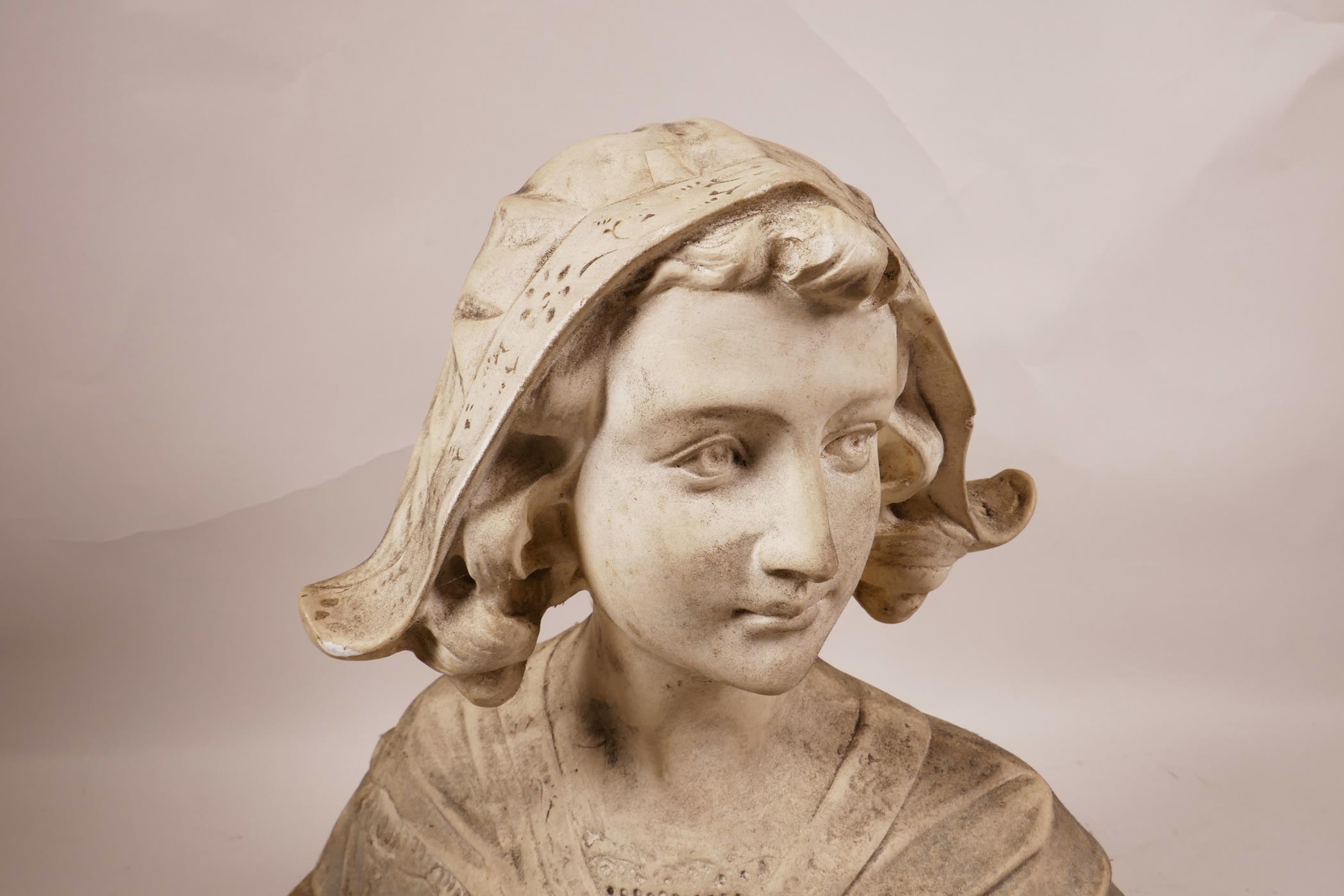 A C19th decorative bust of a Dutch lady in traditional dress, signed J. Gianelli, plaster cast, - Image 2 of 5