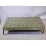 A large buttoned footstool, 40" x 60", 15" high