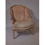 A French painted Louis XVI style tub chair, 36" high