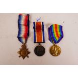 A WWI British campaign medal set ('Pip, Squeak and Wilfred') consisting of the 'British War