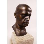 After Georgio Rossi (Italian, 1892-1963), bronze bust of Benito Mussolini, signed 'Rossi' verso,