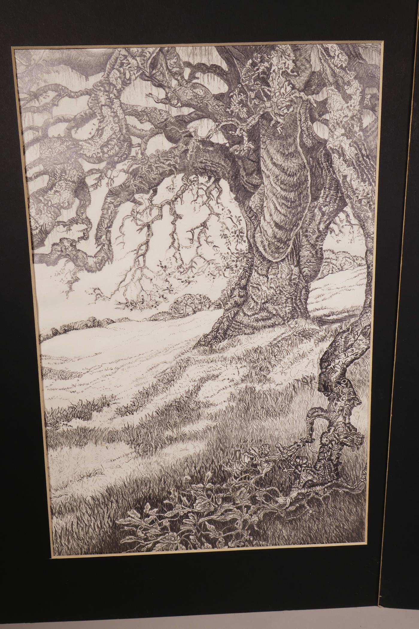 Studies of trees, pair of pencil drawings, 10" x 15" - Image 2 of 3