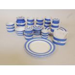 A quantity of blue and white T.G. Green and Co. Ltd Cornish kitchenware, some A/F