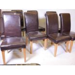 A set of eight John Lewis leather high back chairs