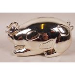 A Links of London silver plated piggy bank, 5½" long, A/F