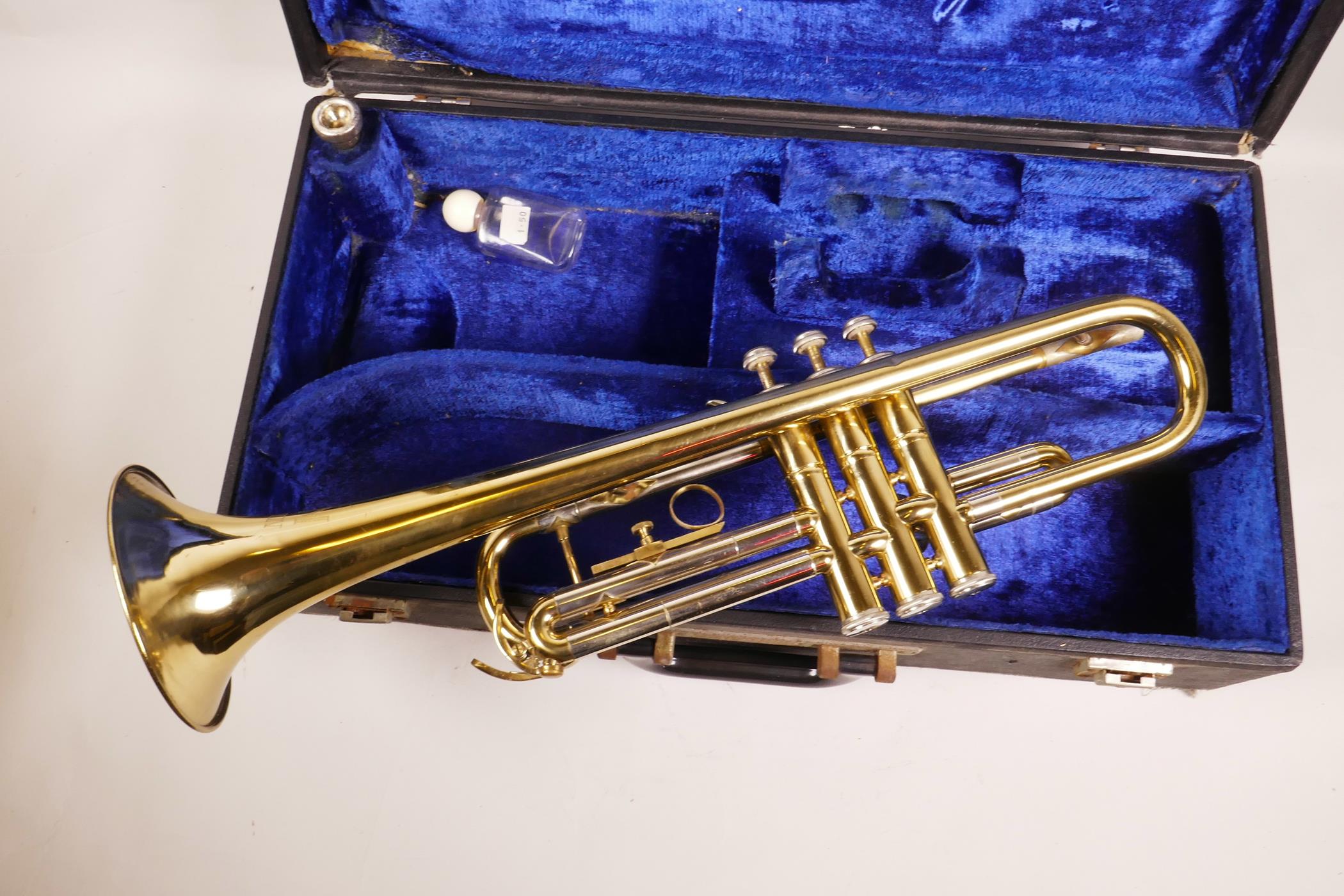 A B&M Champion brass trumpet, in a fitted case, 20" long - Image 3 of 3